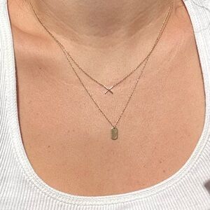 14k Solid Yellow Gold Dog Tag Necklace